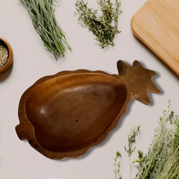 Vintage Monkey Pod Acacia Wood Pineapple Bowl - Picture 5 of 8